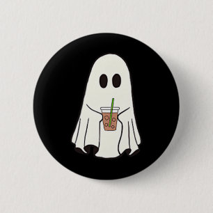 Ghost Drinking Coffee Funny Halloween Costume Coff 6 Cm Round Badge