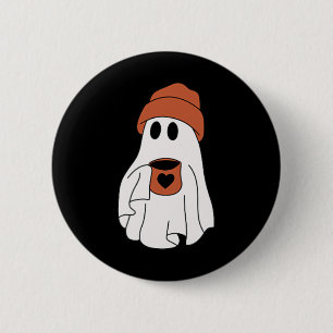 Ghost Drinking Coffee Funny Halloween Costume Coff 6 Cm Round Badge