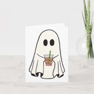 Ghost Drinking Coffee Funny Halloween Costume Coff Card