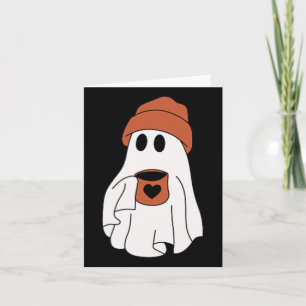 Ghost Drinking Coffee Funny Halloween Costume Coff Card