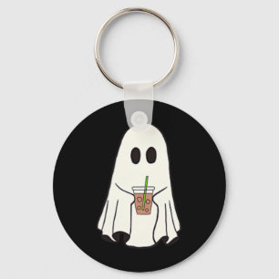 Ghost Drinking Coffee Funny Halloween Costume Coff Key Ring
