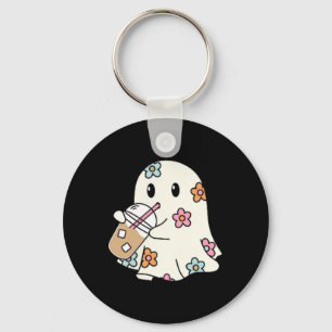Ghost Drinking Coffee Funny Halloween Costume Coff Key Ring