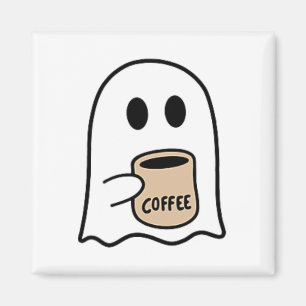 Ghost Drinking Coffee Funny Halloween Costume Coff Magnet