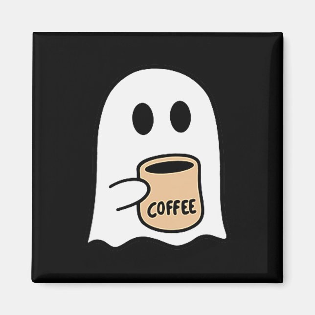 Ghost Drinking Coffee Funny Halloween Costume Coff Magnet (Front)