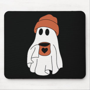 Ghost Drinking Coffee Funny Halloween Costume Coff Mouse Mat