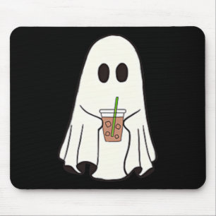Ghost Drinking Coffee Funny Halloween Costume Coff Mouse Mat