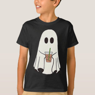 Ghost Drinking Coffee Funny Halloween Costume Coff T-Shirt
