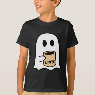 Ghost Drinking Coffee Funny Halloween Costume Coff T-Shirt
