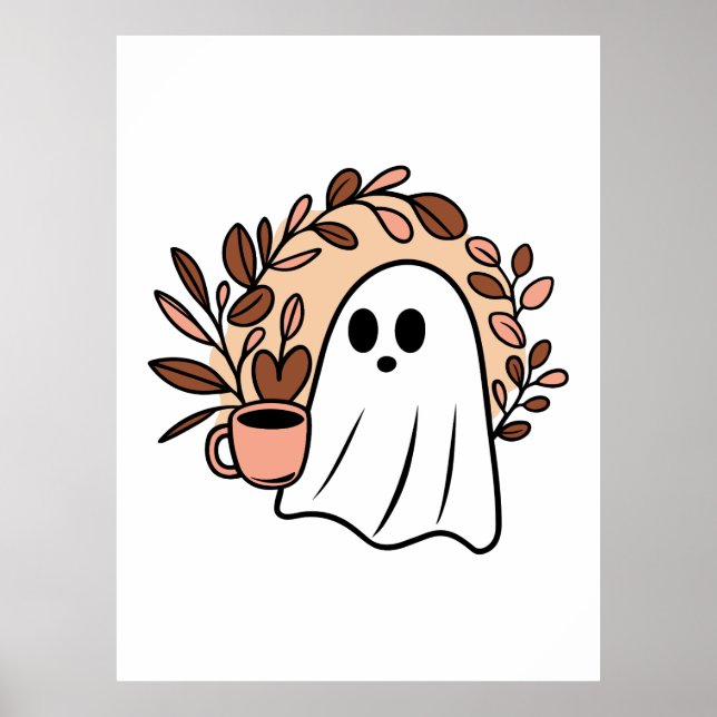 Ghost drinking coffee poster (Front)