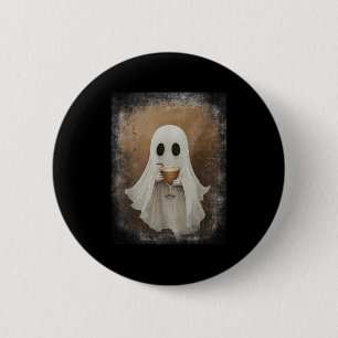 Ghost Drinking Espresso Martini Halloween Spooky A 6 Cm Round Badge