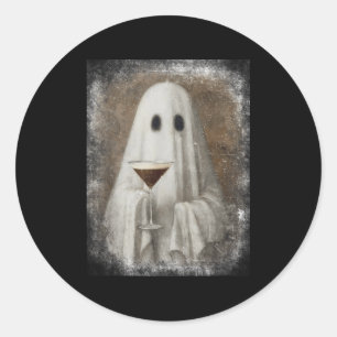 Ghost Drinking Espresso Martini Halloween Spooky A Classic Round Sticker