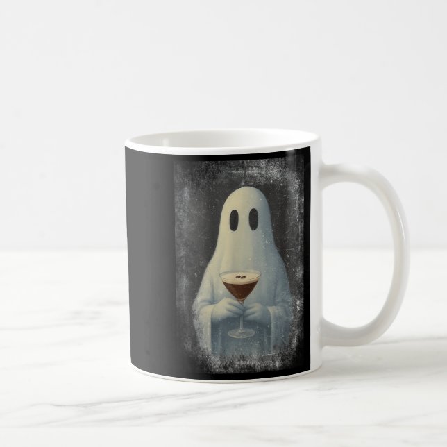 Ghost Drinking Espresso Martini Halloween Spooky A Coffee Mug (Right)