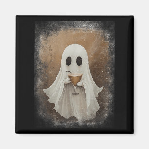 Ghost Drinking Espresso Martini Halloween Spooky A Magnet