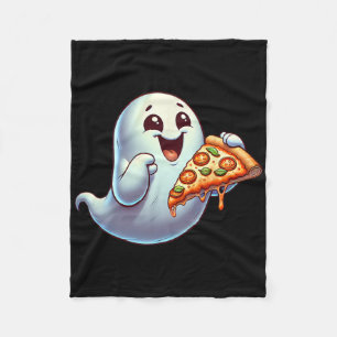 Ghost Eating Pizza Halloween Men Women Kids  Fleece Blanket