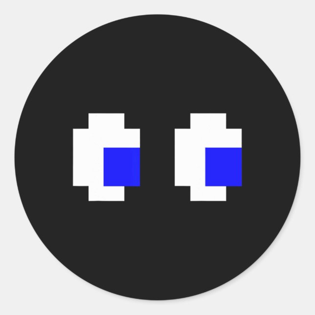 Ghost Eyes Pixel Arcade Video Game 8-bit Matching  Classic Round Sticker (Front)