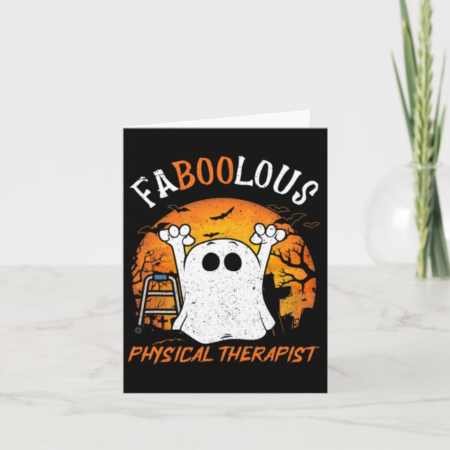 Ghost Faboolous Physical Therapist Spooky Hallowee Card (Front)
