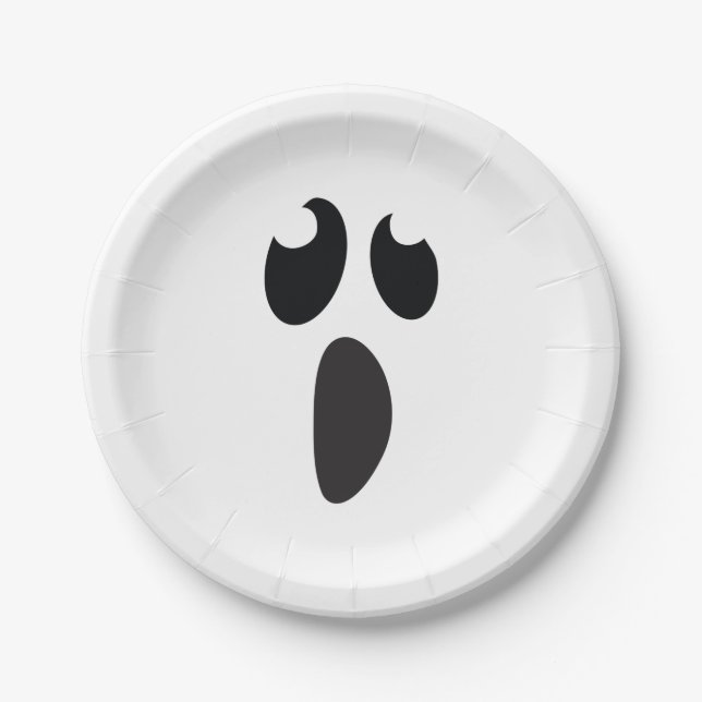 Ghost Face Halloween Party Trick or Treat Paper Plate (Front)