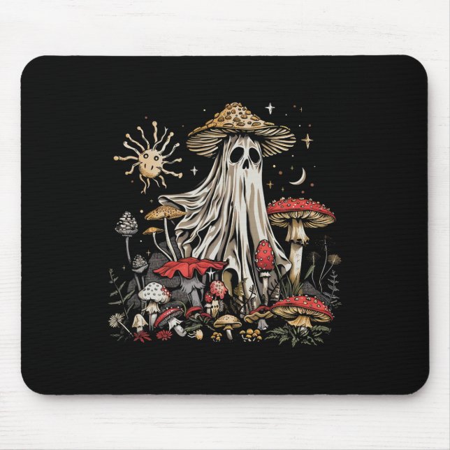 Ghost Fairycore Retro Halloween Gothic Mushroom Gh Mouse Mat (Front)