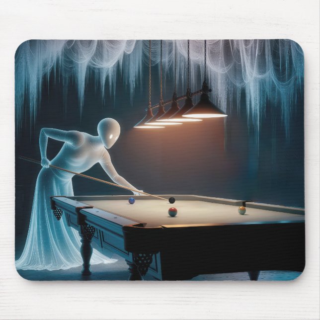 Ghost Figures Playing Pool Mouse Mat (Front)