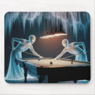 Ghost Figures Playing Pool Mouse Mat