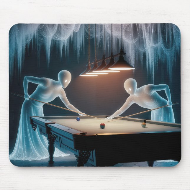Ghost Figures Playing Pool Mouse Mat (Front)