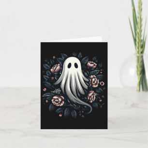 Ghost Floral Print Vintage Halloween Card