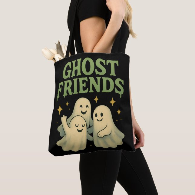Ghost Friends - Black  Tote Bag (Close Up)
