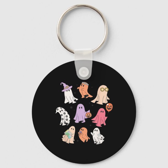 Ghost Friends Halloween AAC SLP Squad Speech Langu Key Ring (Front)