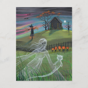 Ghost Friends Halloween Postcard