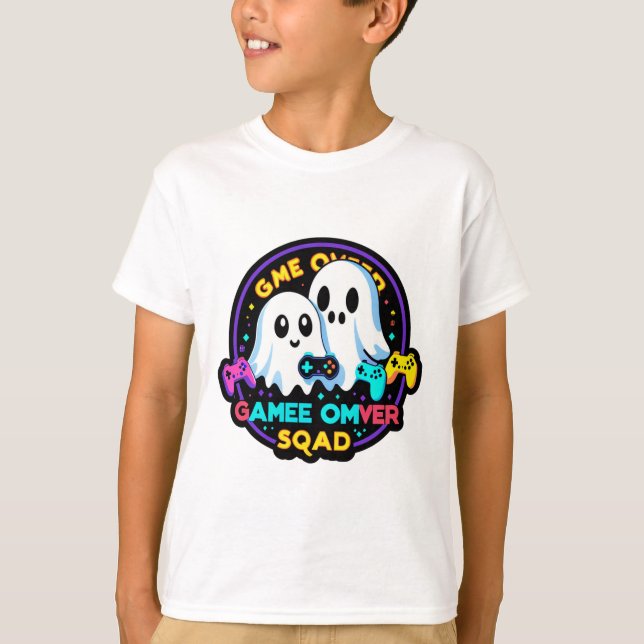 Ghost Gamer Squad – Retro Arcade Halloween Tee (Front)
