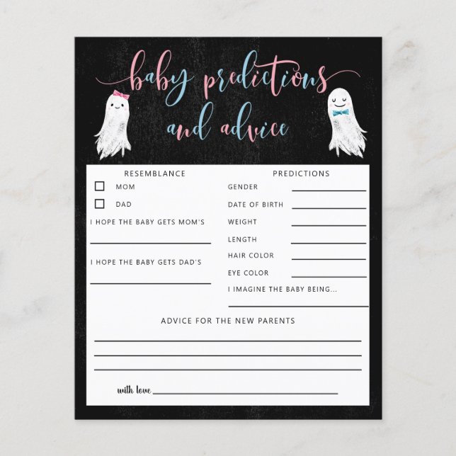 Ghost Gender Reveal Baby Predictions and Advice (Front)