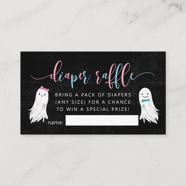 Ghost Gender Reveal Diaper Raffle Ticket Enclosure Card (Front)