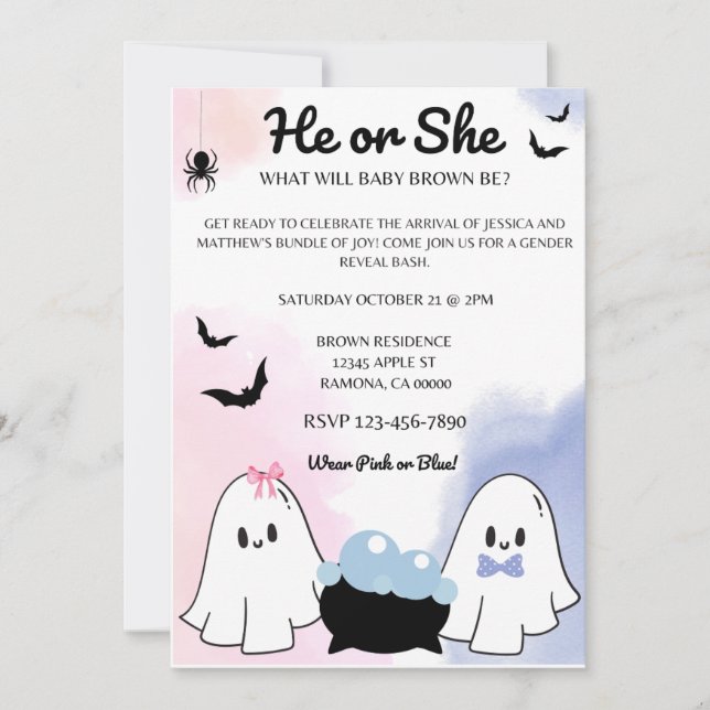 Ghost Gender Reveal Digtial Invitation (Front)
