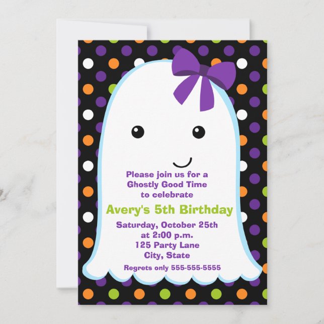 Ghost Girl Halloween | Kids Halloween Birthday Invitation (Front)