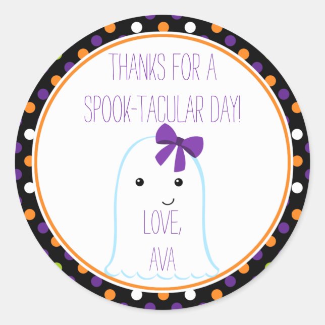 Ghost Girl Halloween Sticker Personalised Sticker (Front)