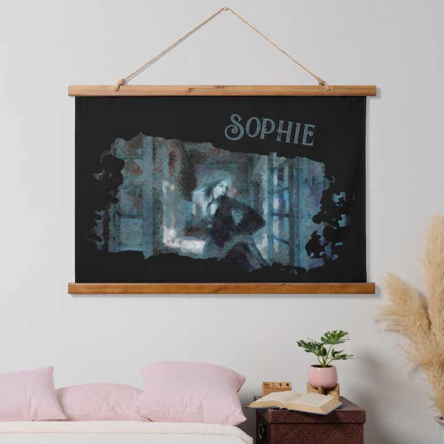 Ghost Girl in Blue – Haunting Surreal Art Hanging Tapestry (Bedroom)
