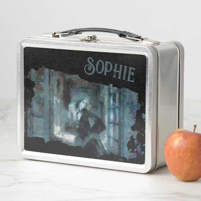 Ghost Girl in Blue – Haunting Surreal Art Metal Lunch Box (In Situ)