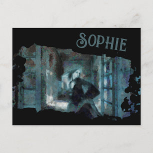 Ghost Girl in Blue – Haunting Surreal Art Postcard