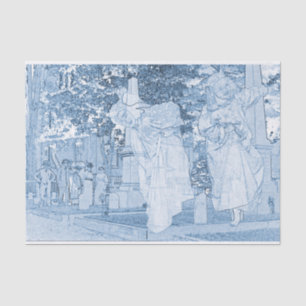 Ghost Girls Escaping Cemetery vintage Art Photo Tissue Paper