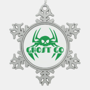 Ghost Go Spooky Season Snowflake Pewter Christmas Ornament