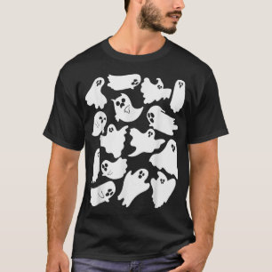Ghost Graphic Spooky Season Many Ghosts Faces Hall T-Shirt