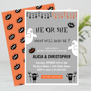 Ghost Grey October  Halloween gender reveal  Invitation