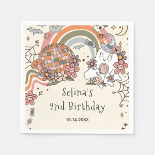 Ghost Groovy Retro Halloween Birthday Napkins