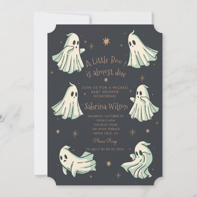 Ghost Halloween A little Boo Baby Shower Invitation (Front)
