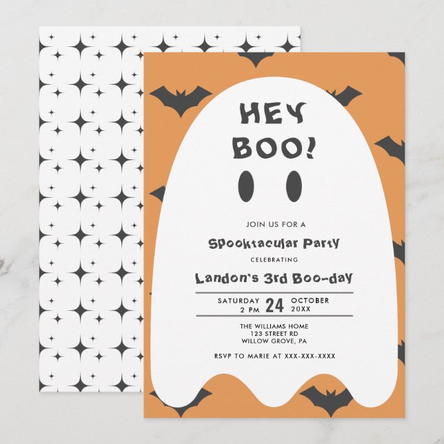 Ghost Halloween Any Year Birthday  Invitation (Front/Back)
