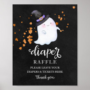 Ghost Halloween Baby Shower Diaper Raffle Sign