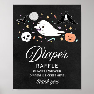 Ghost Halloween Baby Shower Diaper Raffle Sign