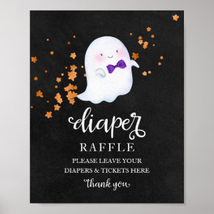 Ghost Halloween Baby Shower Diaper Raffle Sign