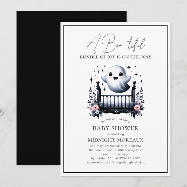 Ghost Halloween Baby Shower Invitation (Front/Back)