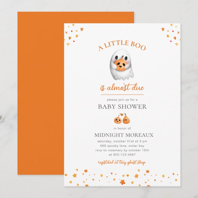 Ghost Halloween Baby Shower Invitation (Front/Back)